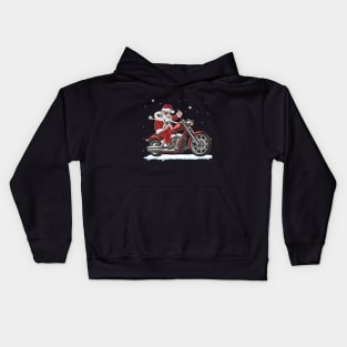 Santa Claus Riding A Motorbike Christmas Funny Kids Hoodie